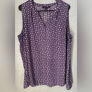 41 Hawthorn Purple White  Dot Sleeveless Blouse Top Womens Size XXL